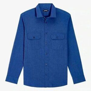 Express Blue Slim Solid Stretch Cotton Shirt SZ XL
